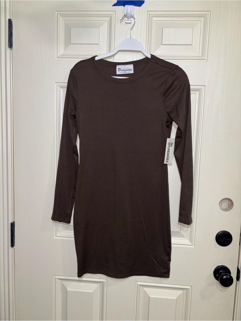 No Boundaries Brown Long Sleeve Bodycon Dress